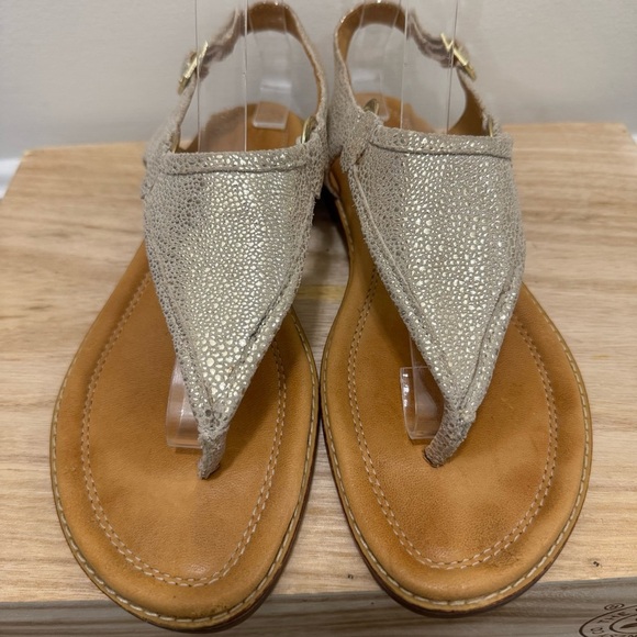 Sperry Abbey Sparkle Platinum Leather Buckle Sandals 8 - Picture 5 of 7